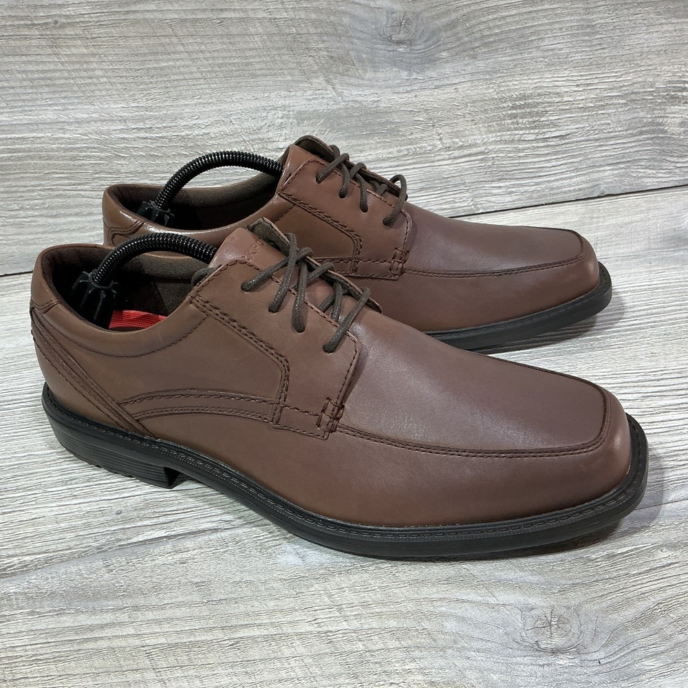 Rockport Dress Shoes Mens 10M Style Leader 2 Oxford Brown Leather Apron BX2059